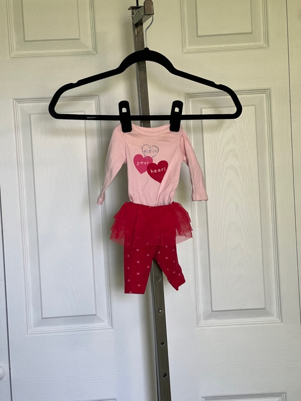 Carter's Pink Heart Tutu Bodysuit with Red Heart Leggings